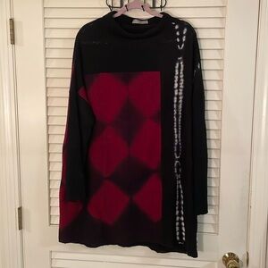 Laura Hunter Arumi Artful Lightweight Black Red White One of A Kind Sweater